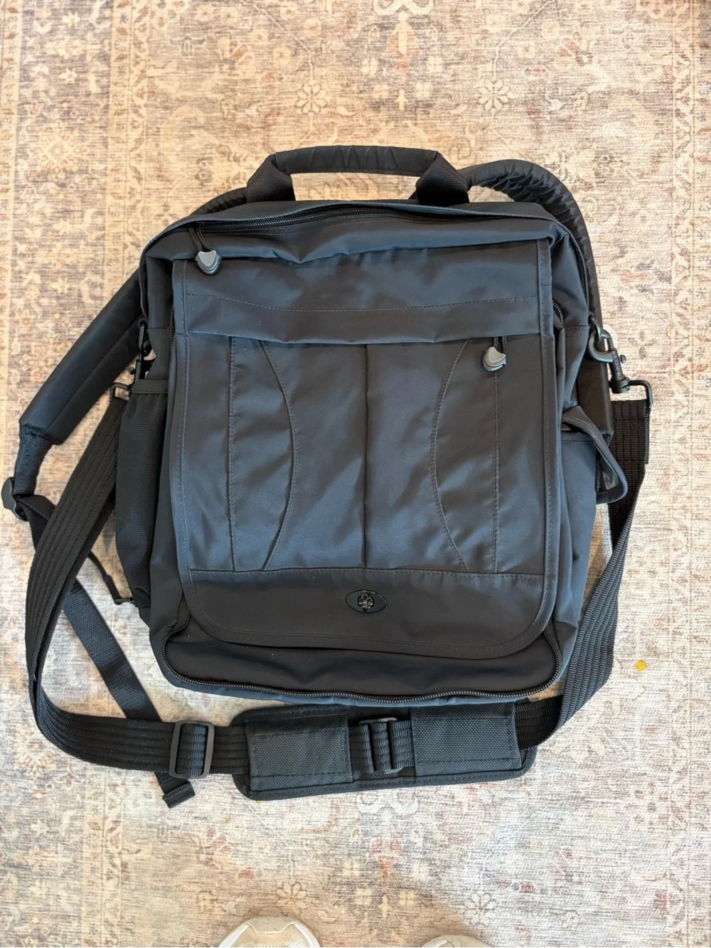 L.L.Bean Convertible Laptop Backpack Messenger Briefcase Black Travel Work Bag